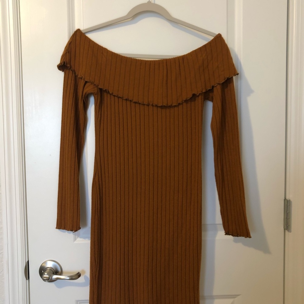 Of the shoulder slim fit dress
